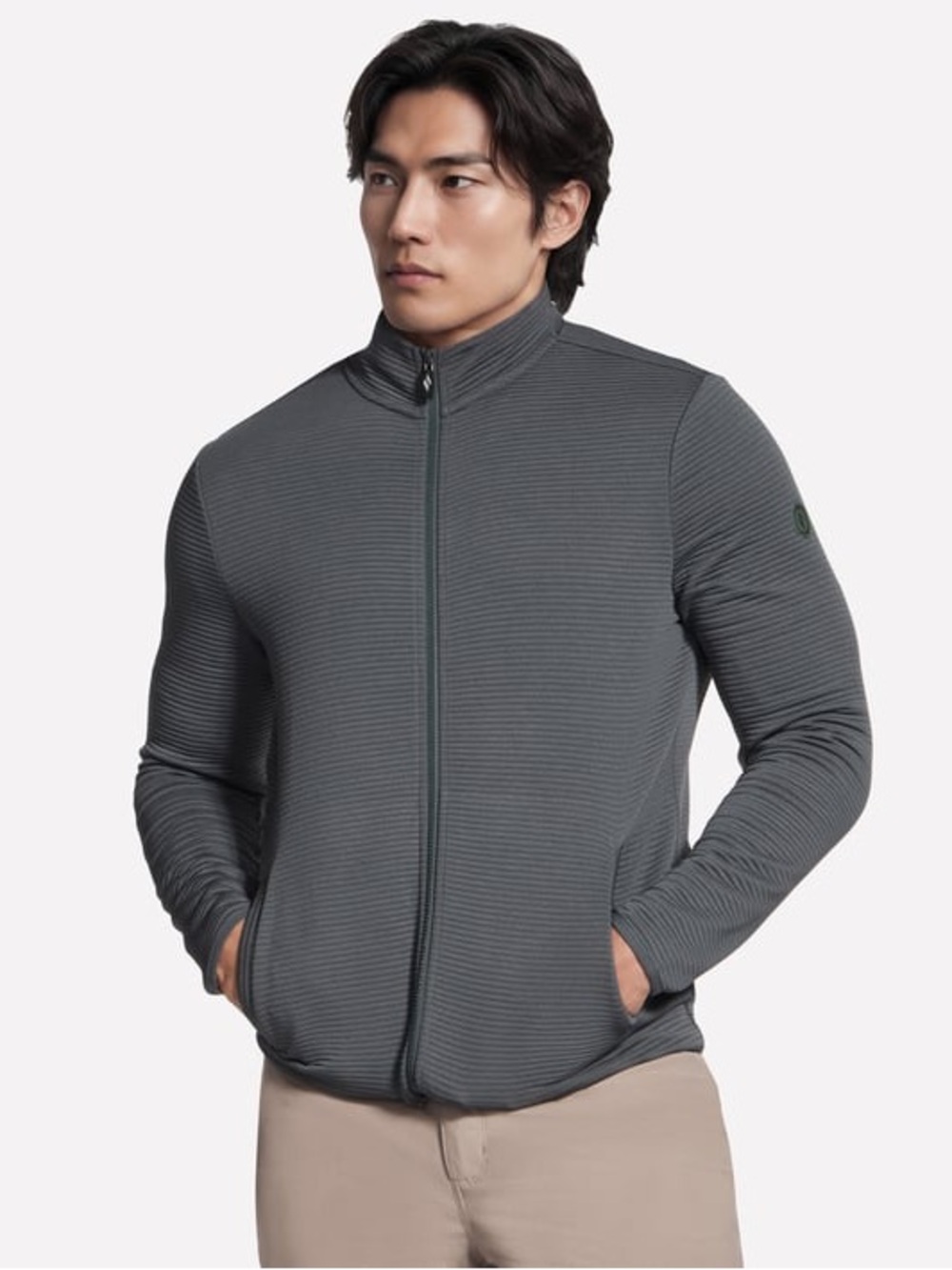 DryHeat Men's Zip-Front Ribbed Jacket Sz XL